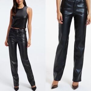 Good American Black Vegan Leather Pants, Sz 12